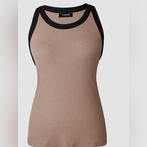 Chic  Me Women's Black and Tan Tank Top size XL